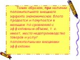 Таким образом, при наличии положительного внешнего эффекта экономическое благо продается и покупается в меньшем по сравнению с эффективным объеме, т. е. имеет, место недопроизводство товаров и услуг положительными внешними эффектами.