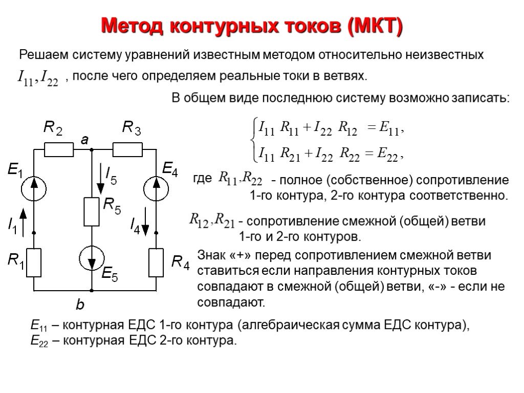 Как определить направление контура. МКТ метод контурных токов цепь с источником тока. Метод контурных токов 2 ЭДС. Метод контурных токов с источником ЭДС. Метод контурных токов с одним источником ЭДС.