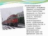 Железнодорожный транспорт с недавнего времени осуществляет только транзитные перевозки из России в Калининградскую область. Активно используется железнодорожная ветка, соединяющая Северо-Запад России и страны Балтии с Польшей. Общая протяженность железных дорог не превышает 2000 км.