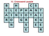 E L I O N H B A R P G S C T K XI. Crossword puzzle