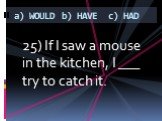 25) If I saw a mouse in the kitchen, I ___ try to catch it.