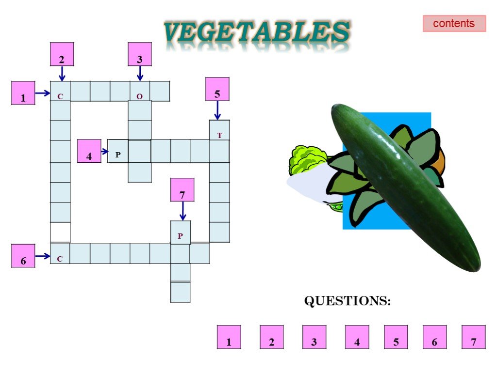 Vegetables crossword.
