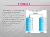 Уровень 1. заключается в организации так называемых "зеркальных" дисков. Во время записи данных информация основного диска системы дублируется на зеркальном диске, а при выходе из строя основного диска в работу тут же включается "зеркальный".