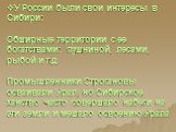 У России были свои интересы в Сибири: Обширные территории с ее богатствами: пушниной, лесами, рыбой и т.д. Промышленники Строгановы осваивали Урал, но Сибирское ханство часто совершало набеги на эти земли и мешало освоению Урала