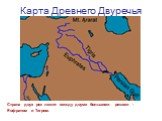 Карта Древнего Двуречья. Страна двух рек лежит между двумя большими реками - Евфратом и Тигром.