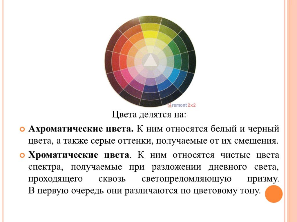 Перечислите хроматические цвета. Хроматические цвета делятся на:. Хроматические ахроматические и полихроматические цвета. Ахроматические цвета спектра. Хроматические и ахроматические цвета в природе.