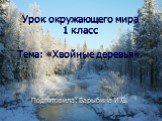 Урок окружающего мира 1 класс Тема: «Хвойные деревья». Подготовила: Барыбина И.С.