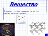 Вещество. Вещество – это вид материи; то, из чего состоит физическое тело.