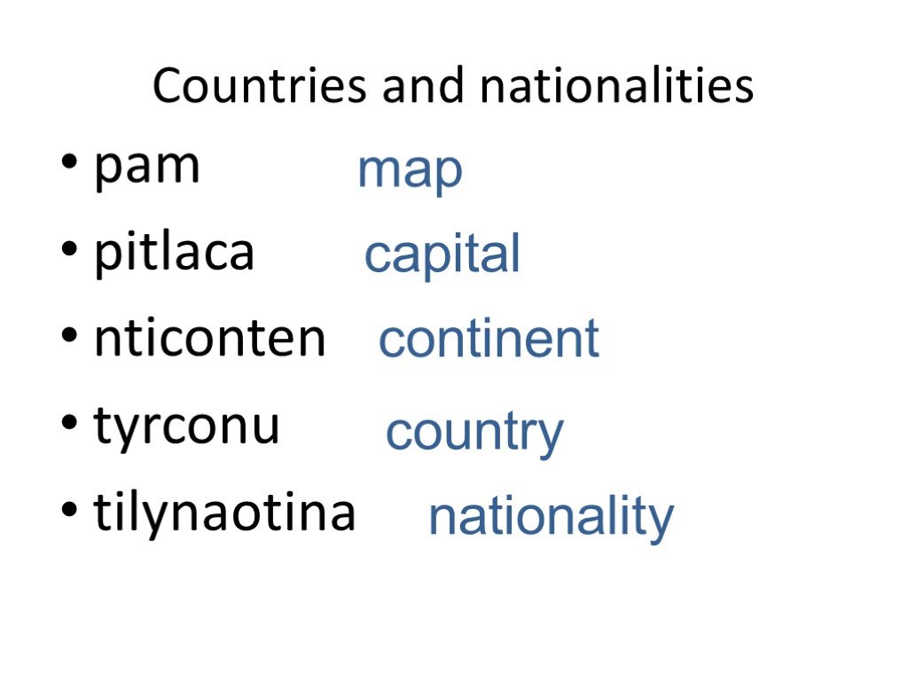Презентация countries. Countries and Nationalities.