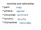 pam pitlaca nticonten tyrconu tilynaotina. map capital continent country nationality