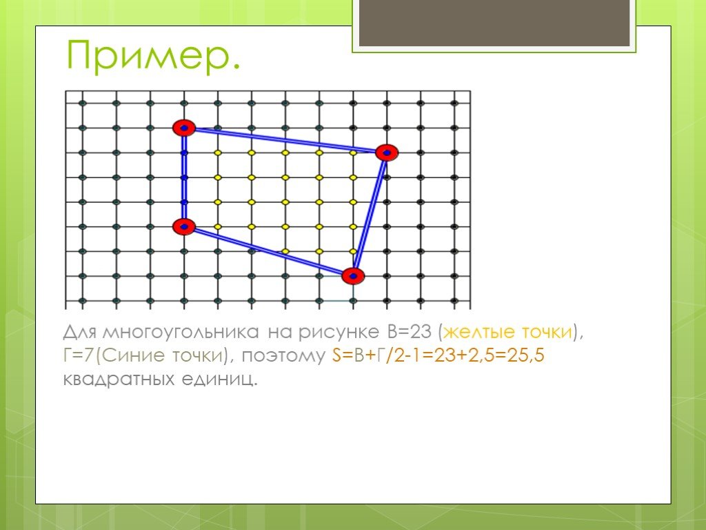 Проект на тему многоугольники на решетке формула пика