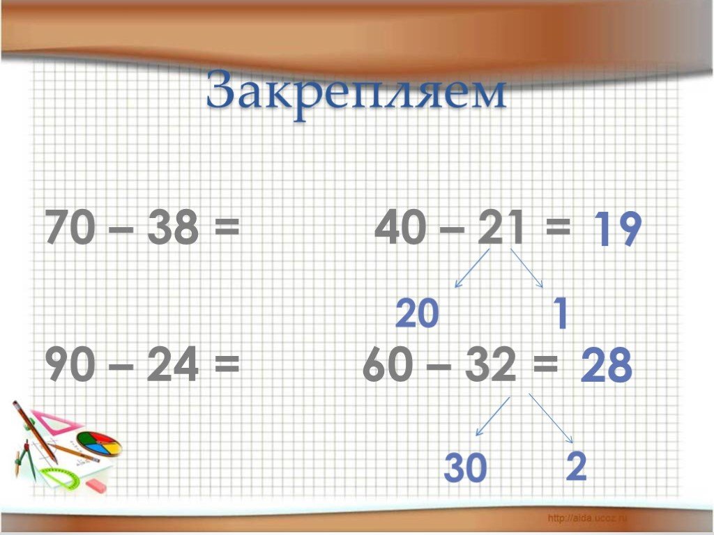 2 класс 60. Приёмы вычислений для случаев вида 60-24. Примеры вида 60-24. Вычисления вида 60-24 карточки. Примеры вида 60-27.