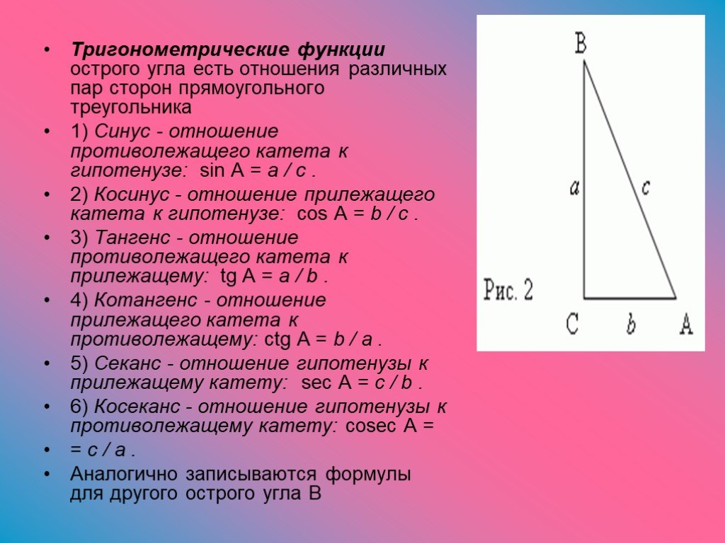 Презентация тригонометрические функции 8 класс