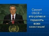Саммит ОБСЕ – это успех и гордость всех казахстанцев!