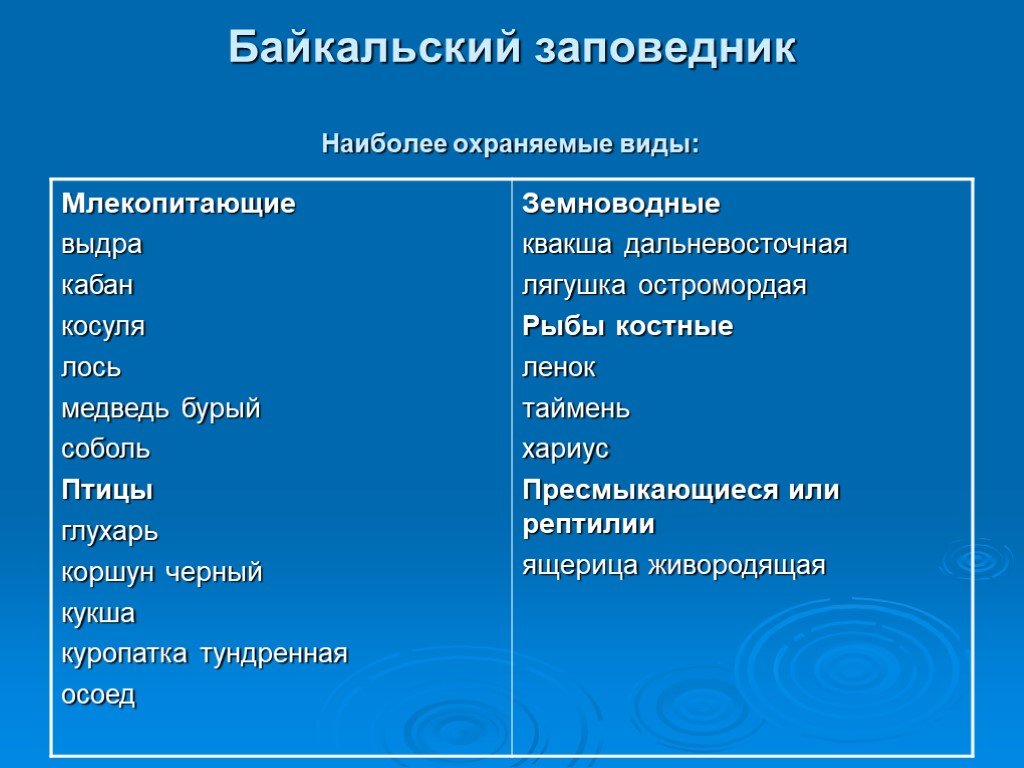 Презентация о байкальском заповеднике