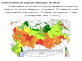 Сравнительная интенсивность природопользования в различных субъектах Российской Федерации (по условной 100-балльной шкале: максимальная интенсивность – 100 баллов, минимальная – 1 балл) (по материалам: www. sci.aha.ru).