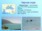 Черное море. Чёрное мо́ре — внутреннее море бассейна Атлантического океана. Площадь 422 000 км². Черное море - одно из любимых мест отдыха.