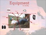 Equipment Gloves Climbing harness Boots (with good grips) Knee pads Elbow pads Helmet Rope for abseiling Carabiner Descender