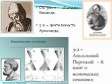 Ок 300 г. – «Начало» Евклида. 3 в – деятельность Архимеда; 3-2 – Аполлоний Пергский - 8 книг о конических сечениях;