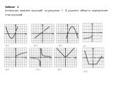 Задание 2. Используя графики функций на рисунках 1 - 8, укажите области определения этих функций. 1) (-; + ) 4) (-; 0)  (0; + ) 6) [0; + ) 3) (-; 0] 7) [-4; 4]