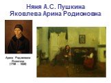 Няня А.С. Пушкина Яковлева Арина Родионовна. Арина Родионовна Яковлева (1758 – 1828)