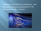 У большинства медуз тело прозрачно , что обусловлено большим (нередко до 97,5%) содержанием воды в тканях.