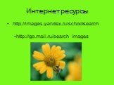 Интернет ресурсы. http://images.yandex.ru/schoolsearch. http://go.mail.ru/search_images