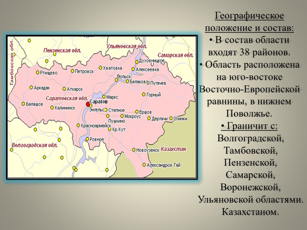 Карта саратовской области и волгоградской области