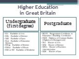 Higher Education in Great Britain