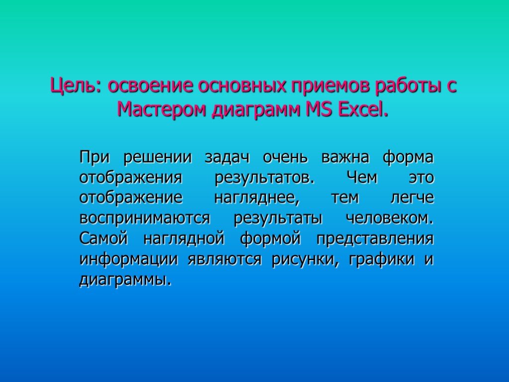 Цель освоения. Цель освоение новых работ.