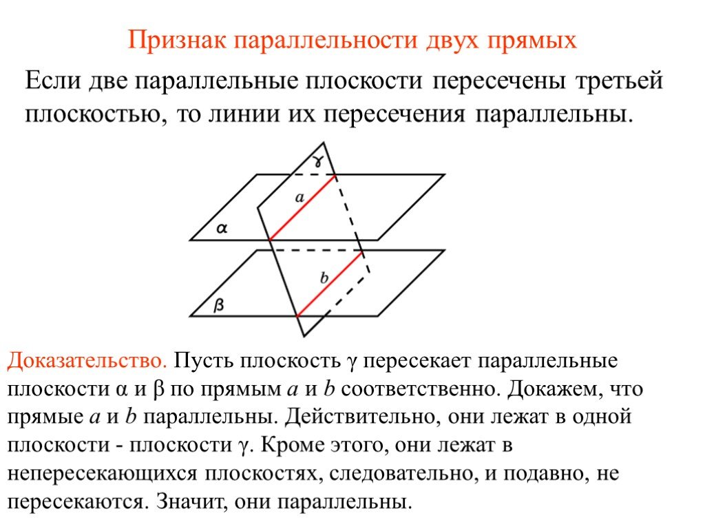 Докажите что если плоскость пересекает. Прямые пересечения двух плоскостей третьей плоскостью параллельны. Пересечение 3 плоскостей параллельные прямые. Две плоскости пересекаются третьей прямые пересечения параллельные. Если две пересекающиеся прямые плоскости параллельны третьей.