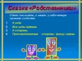 Стали они искать, и нашли у себя четыре признака сходства. 1. 4 угла. 2. Все углы прямые. 3. 4 стороны. 4. Противоположные стороны фигур равны.