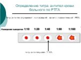 Определение титра антител крови больного по РТГА. Титр антител определяют по последней лунке с положительной РТГА. титр антител равен 1:40.