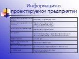 Информация о проектируемом предприятии