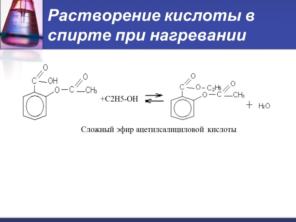 Гидролиз ацетилсалициловой кислоты. Ацетилсалициловая кислота нагревание реакция. Аспирин этанол реакция.