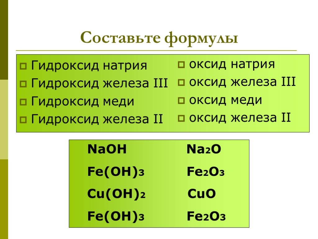 Na формула оксида и гидроксида