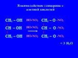 СН – СН2 – О HO-NO2 -NO2 + 3 H2O. Взаимодействие глицерина с азотной кислотой
