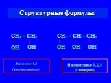 Структурные формулы. Этандиол-1,2 (этиленгликоль). Пропантриол-1,2,3 (глицерин). СН2 – СН2 ОН