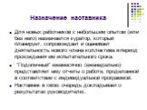 Назначение наставника. Для новых работников с небольшим опытом (или без него) назначается куратор, который планирует, сопровождает и оценивает деятельность нового члена коллектива в период прохождения им испытательного срока. "Подопечный" ежемесячно (еженедельно) представляет ему отчеты о 