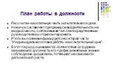 План работы в должности. Рассчитан на остальную часть испытательного срока. Новичок составляет программу своей деятельности на каждый месяц, согласовывает ее с непосредственным руководителем и отделом персонала. Итоги выполнения фиксируются во второй части "Индивидуального плана работы на испыт