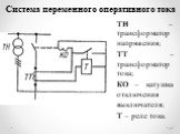 ТН – трансформатор напряжения; ТТ – трансформатор тока; КО – катушка отключения выключателя; Т – реле тока.