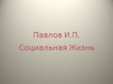 Павлов И.П. Социальная Жизнь