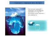 Подводная и надводная части айсберга. Соотношение надводной и подводной частей айсбергов составляет от 1:2 до 1:7. Это и представляет опасность для судоходства