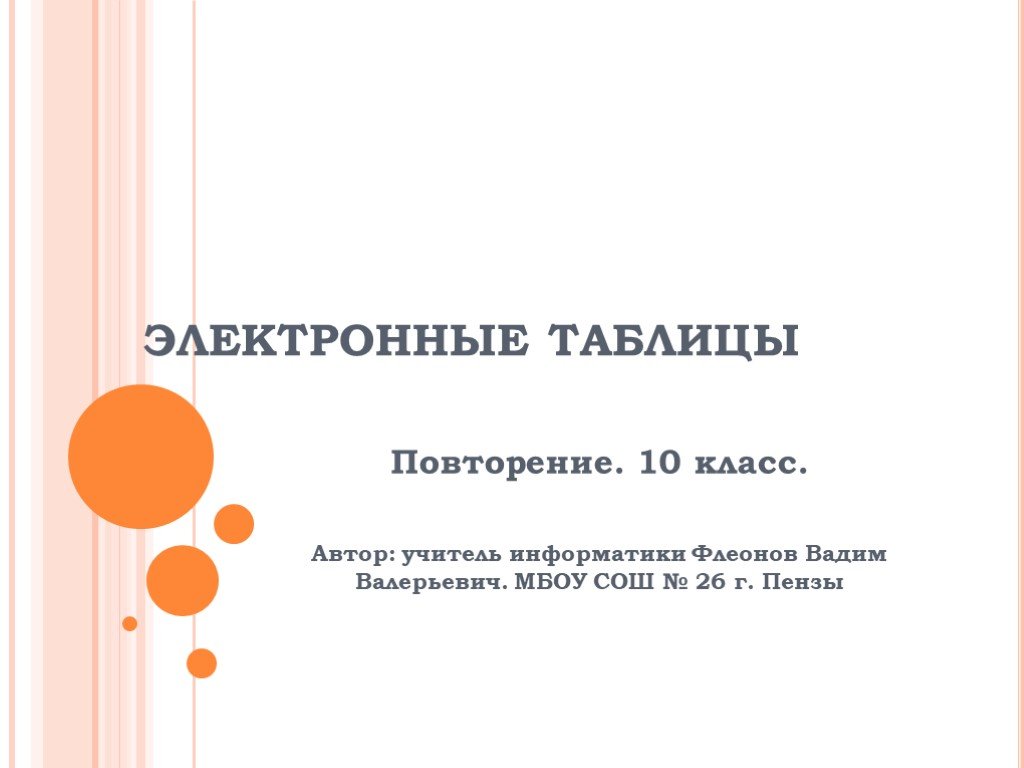 Повторить авторов. Повторение электронной таблицы. Электронные таблицы повторение 10 класса. Флеонов Вадим Валерьевич оценщик.