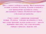 Орел – символ свободы и власти. Чтоб подчеркнуть величие и героизм Пугачева, Пушкин включает в свое произведение калмыцкую сказку, рассказанную Гриневу Пугачевым под дороге в Белогорскую крепость. Смысл сказки – выражение жизненной позиции Пугачева, которая заключается в том, что лучше прожить полну