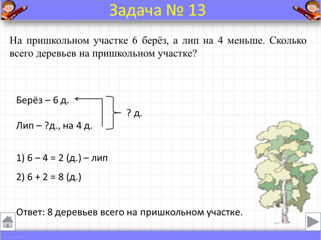 Презентация по математике решение задач 1 класс