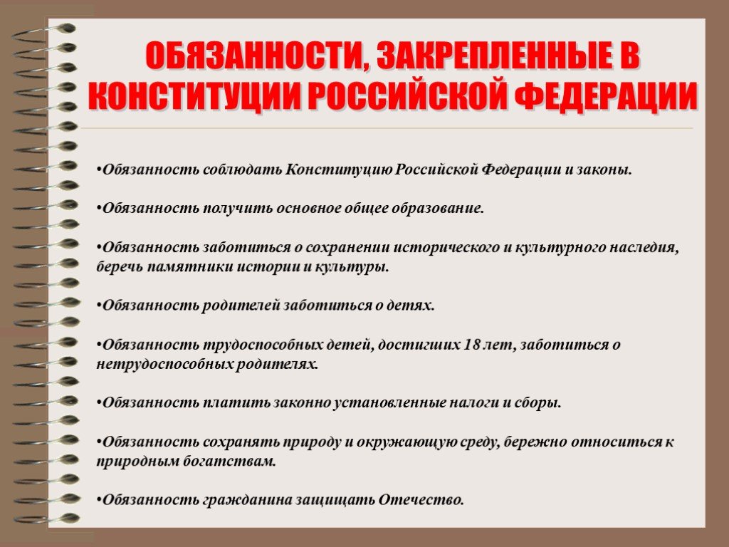 Обязанности родителей конституция российской федерации