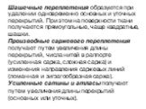 Шашечные переплетения образуются при удалении одновременно основных и уточных перекрытий. При этом на поверхности ткани получаются прямоугольные, чаще квадратные, шашки. Производные саржевого переплетения получают путем увеличения длины перекрытий, числа нитей в раппорте (усиленная саржа, сложная са