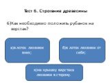 6)Как необходимо положить рубанок на верстак? а)в лоток лезвием вниз; в)на крышку верстака лезвием в сторону. б)в лоток лезвием от себя;