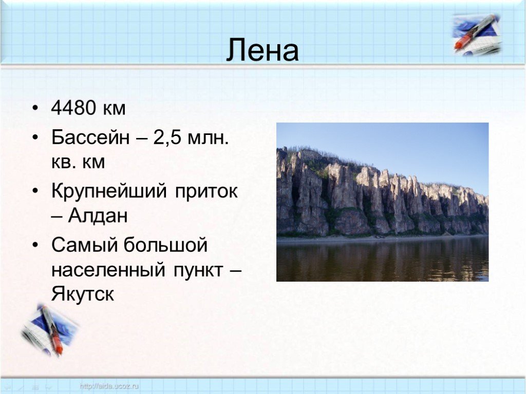 Зависимость рек от климата. Тип реки Лены. Крупнейший приток Лены. Питание реки Лена.